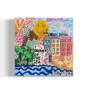 Tablero de visión colorido con imagen abstracta, imágenes relajadas pintadas a mano, fuente de imagen artística, arte callejero, pintura abstracta, compañero de regalo, tablero de visión
