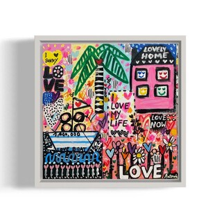 Fonte de imagem de arte abstrata colorida, eu amo minha vida, fotos pintadas à mão, fonte de imagem de arte Amor, arte de rua