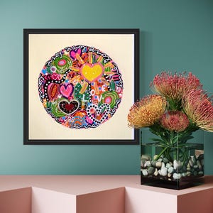 Imagem de arte abstrata círculo de amor, imagens pintadas à mão,