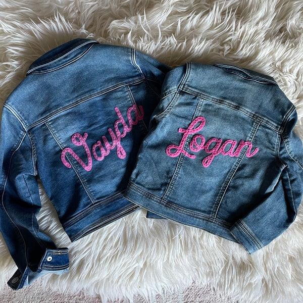 Baby Toddler Kids Personalized Name Embroidered Denim Jean Jacket