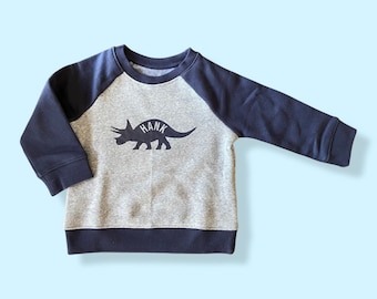 Toddler Dinosaur Custom Name Crew Neck Sweatshirt