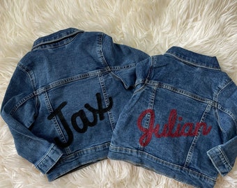 Boys Baby Toddler Kids Personalized Name Embroidered Denim Jean Jacket