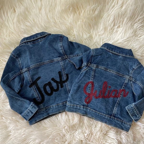 Boys Baby Toddler Kids Personalized Name Embroidered Denim Jean Jacket