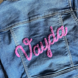 Baby Toddler Kids Personalized Name Embroidered Denim Jean Jacket image 4