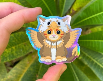 Broccoli Quest Squad Fourth Wing Cat Holographic Bookish Sticker