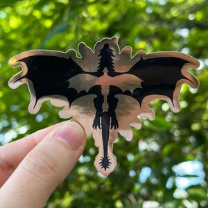 Puede incluir: Una pegatina met&aacute;lica con un dise&ntilde;o de drag&oacute;n estilizado. El drag&oacute;n es negro con alas extendidas y una larga cola, sobre un fondo plateado. La pegatina tiene un borde decorativo y ornamentado.