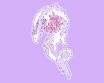 Lunar New Year Dragon Purple Glitter Vinyl Holographic Sticker