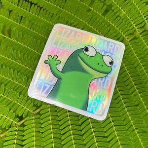 Tom the Lizard Holographic Hoppers Meme Funny Sticker image 2