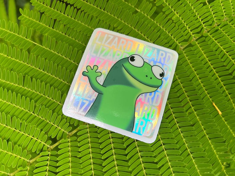 Tom the Lizard Holographic Hoppers Meme Funny Sticker image 2