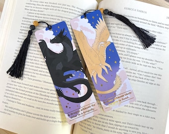 Tairn and Andarna Double Sided Shiny Gold Detailed Bookmark