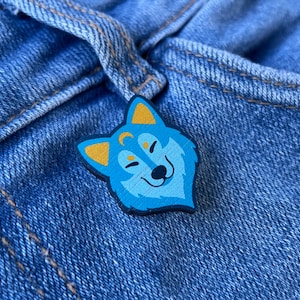 Wolf Face Wooden Eco Friendly Pin