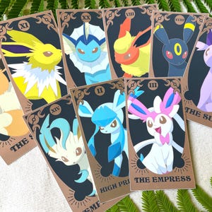 Adesivo de tarô Eeveelution em vinil fosco ouro rosa