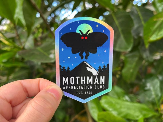 Mothman Appreciation Club Halloween Holographic Vinyl Sticker