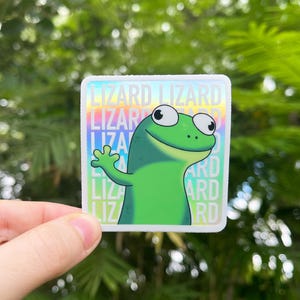Adesivo engraçado do meme Tom the Lizard Holographic Hoppers