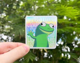 Tom the Lizard holografische hopper meme grappige sticker