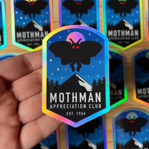 Mothman Appreciation Club Halloween Holographic Vinyl Sticker image 5