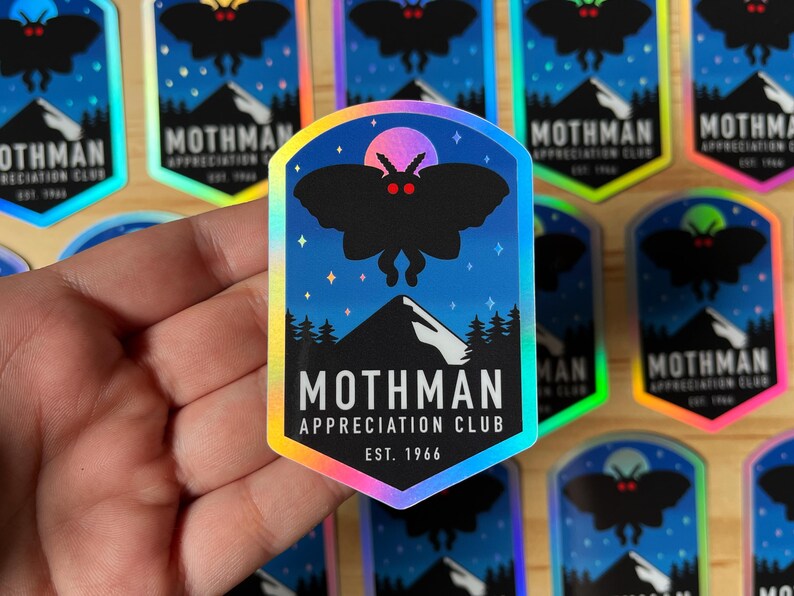 Mothman Appreciation Club Halloween Holographic Vinyl Sticker image 5