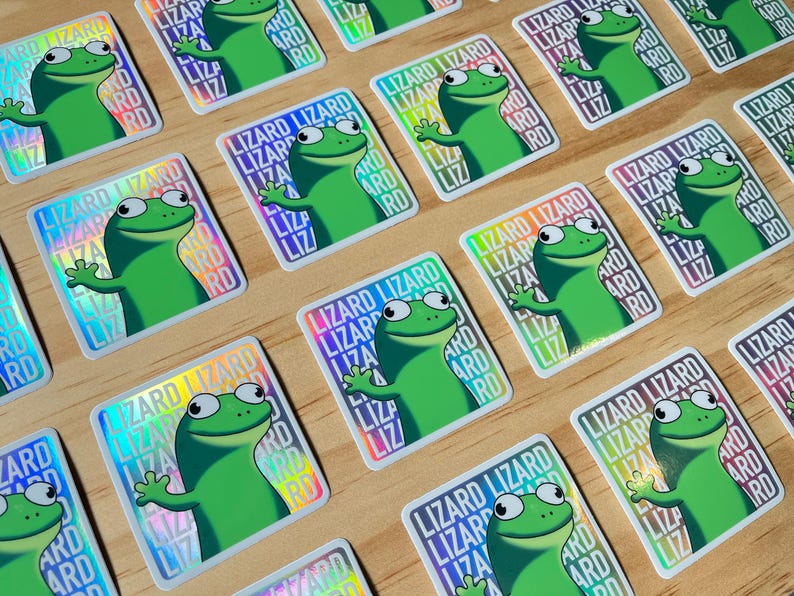 Tom the Lizard Holographic Hoppers Meme Funny Sticker image 3