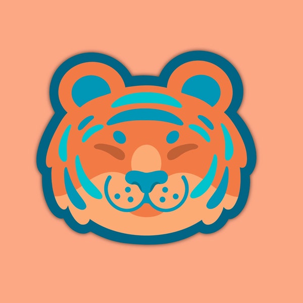 Cute Tiger Face Vinyl Sticker