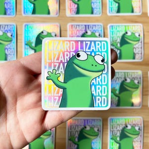 Tom the Lizard Holographic Hoppers Meme Funny Sticker image 5