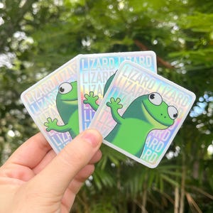 Tom the Lizard Holographic Hoppers Meme Funny Sticker image 4