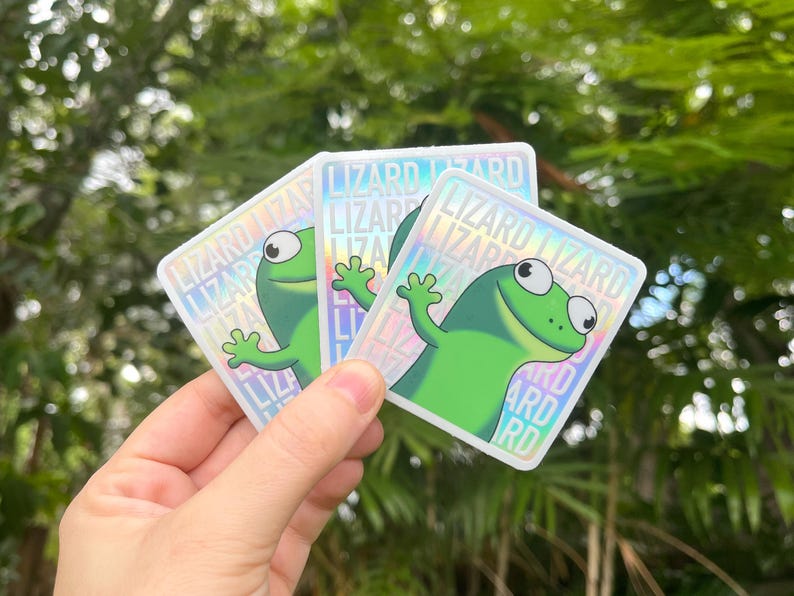 Tom the Lizard Holographic Hoppers Meme Funny Sticker image 4