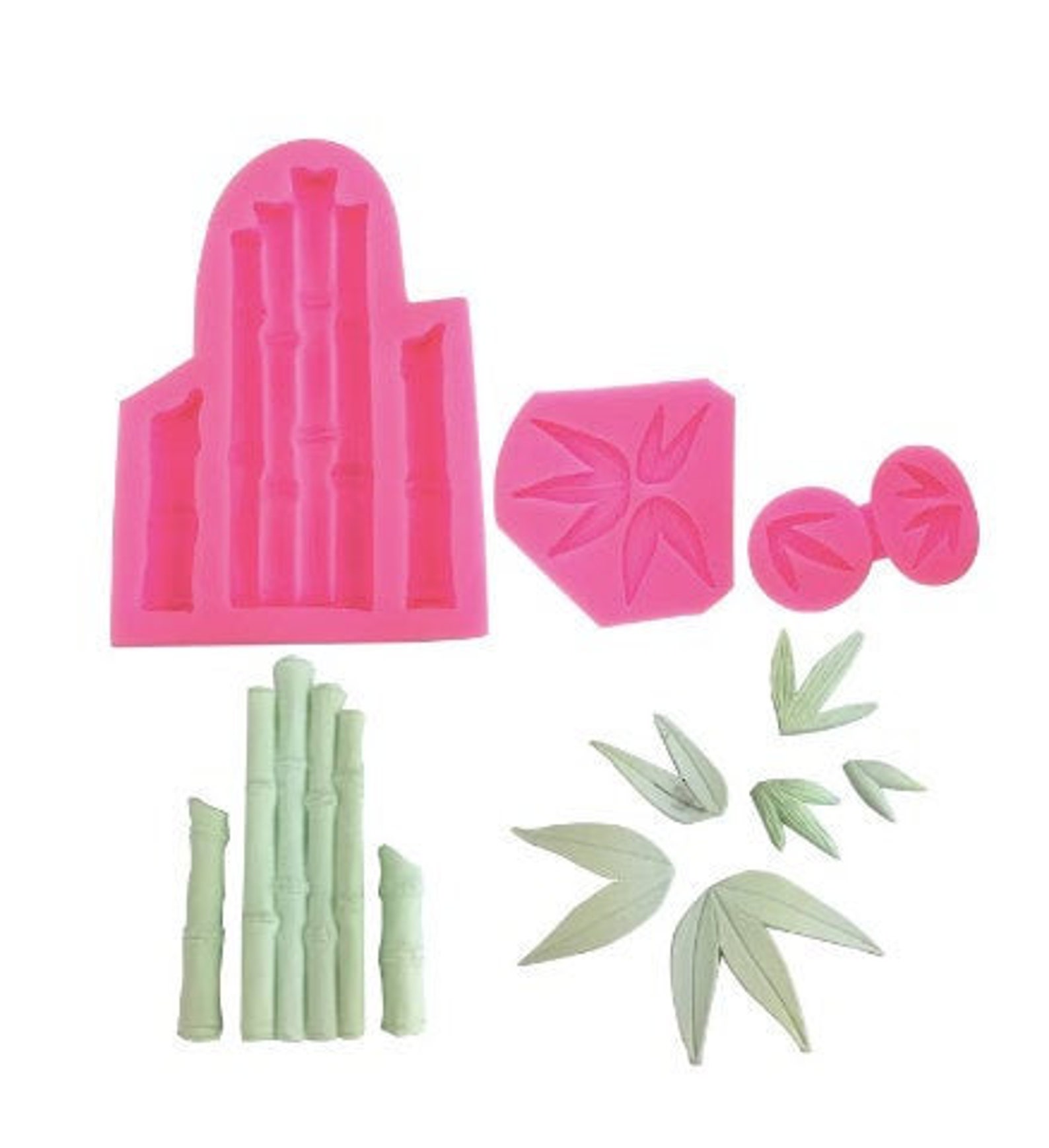 SET Bamboo mold SET Bamboo leaf mold bamboo fondant mold Etsy