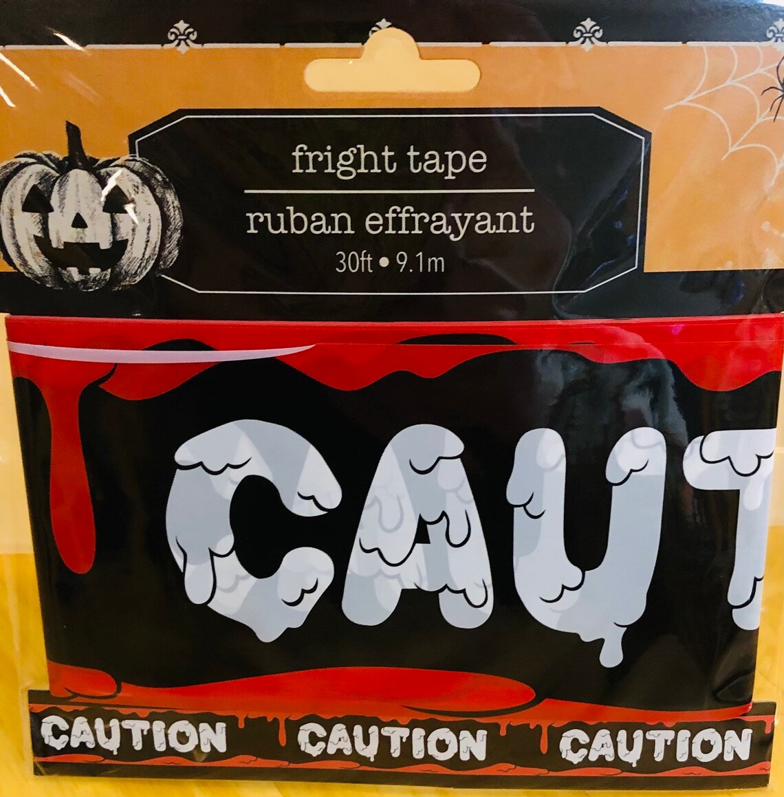 Halloween CAUTION plastic tape banner NOT STICKY great for Etsy