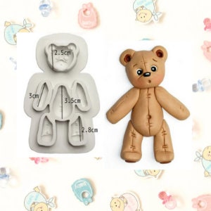 3D Teddy Bear Silicone Mold Mold for Fondant, Chocolate, Gum Paste