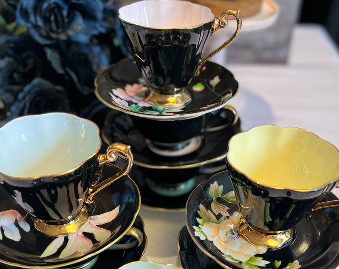 4-person Goth & Divination Black Tea Set With Black Teacups ...