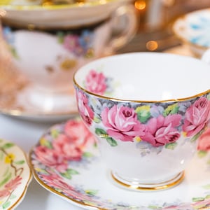 Tea Party Set For 12: ALL VINTAGE Mismatched China Tea Cups, Party Favors image 7