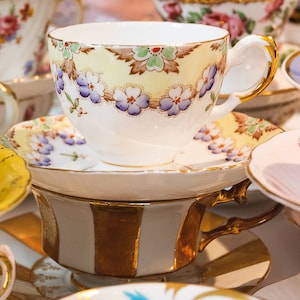 Tea Party Set For 12: ALL VINTAGE Mismatched China Tea Cups, Party Favors image 9