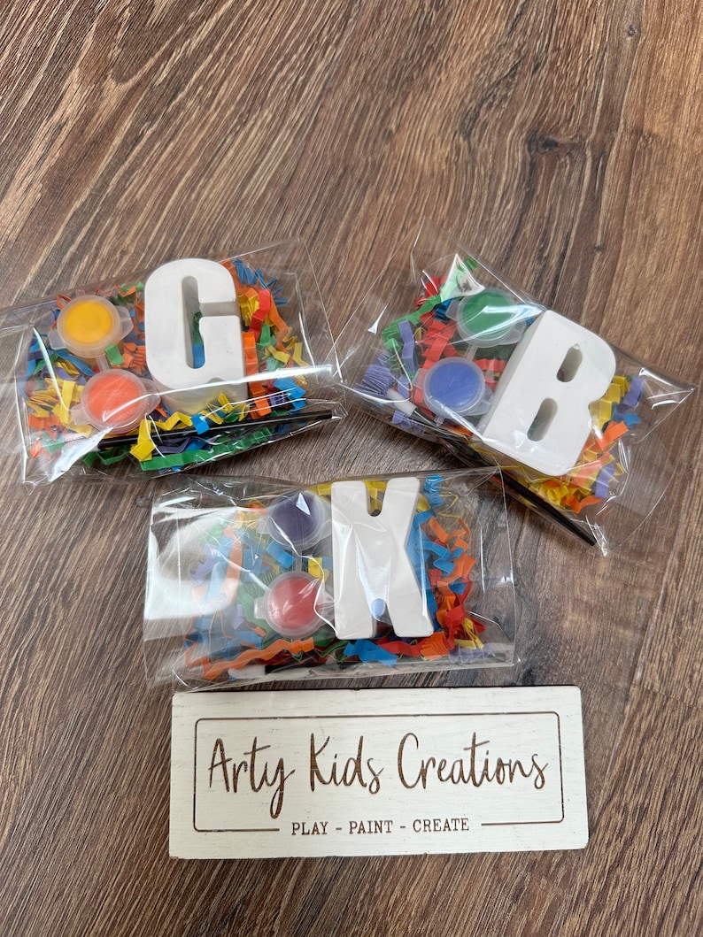 Paint Your Own Initial/ letter Birthday Party Favours For Kids ~ kids Birthday~ Party Bags~ Party Bag Fillers~ Paint set~ Kids Crafts image 1
