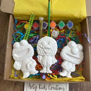 Paint Your Own Sesame Street Inspired Craft Set  ~ Party Gift ~ Hobby~ Rainy Day Activity~ Elmo~ Big Bird~ Cookie Monster