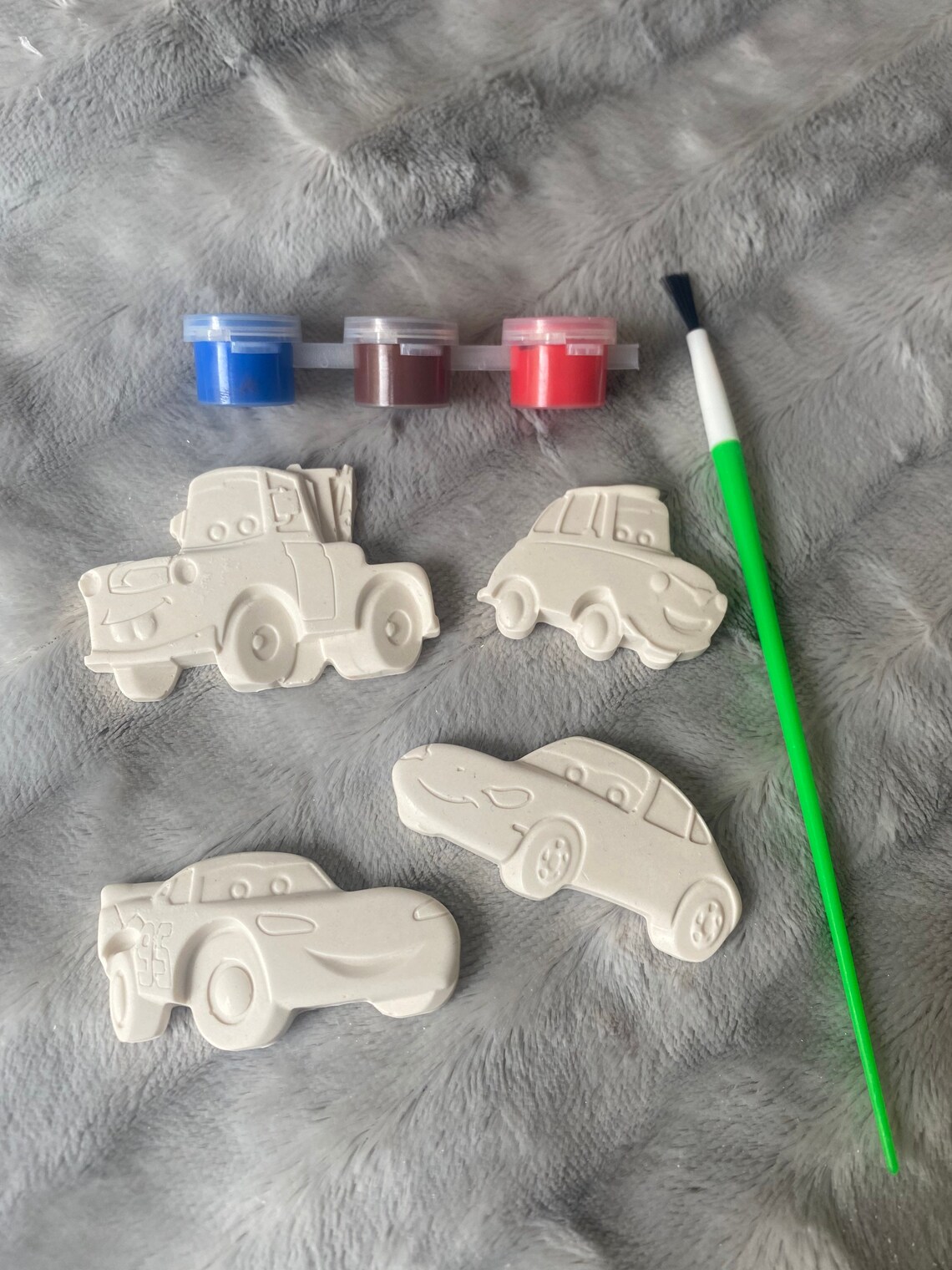Paint your own cars set gifting birthday party plaster of Etsy