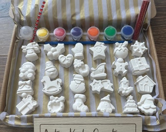 Paint Your Own Advent Calendar ~ Mini Shapes ~ 25 Figures ~ Christmas Countdown~ Xmas Eve Box ~ Stocking Filler