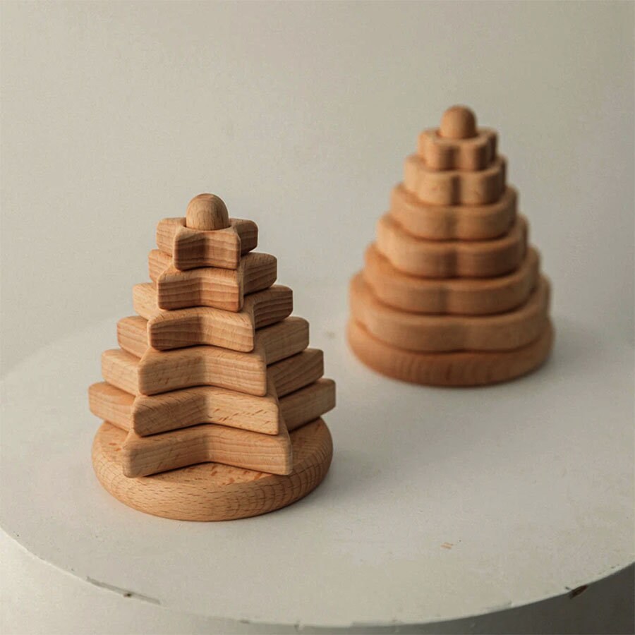 One Set Baby Duo Dui Le Toys Wooden Stacking Blocks Small Etsy