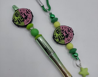 WICKED Changed for Good Inspired Pen and Key Chain Bag Charm Keyring Set: Ideal Gift