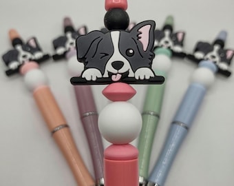 Border Collie Dog Puppy Handmade Beaded Ballpoint Pen: Ideal Gift