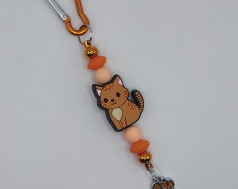 Ginger Cat Kitten Handmade Beaded Keychain Keyring Bagcharm: Ideal Gift