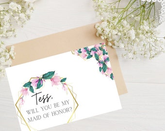 Bridesmaid Proposal Card, Personalized Bridesmaid and Maid of Honor Proposal Card
