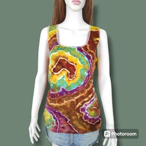 Tie Dye Shirt  Tank Top Geode Style  Women&#39;s Handmade Ice Dye Clothing XL Size Personalized Unique Fashion Gift Ideas For Her Girlfriend.