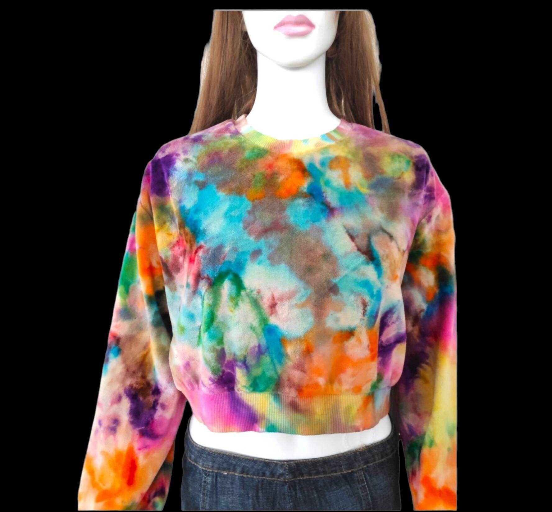 Tie dye crop sweatshirt deals