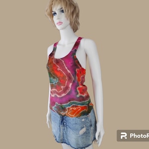 Tie Dye Shirt  Tank Top Geode Style Women&#39;s Handmade Ice Dye Clothing Top and Tees. M Size