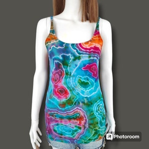 Tie Dye Shirt  Tank Top Geode Style  Women&#39;s Handmade Ice Dye Clothing Tops and Personalized Unique Fashion Gift Ideas For Her Girlfriend.
