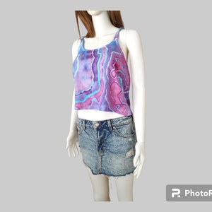 Tie Dye  Tank Top  Women&#39;s Handmade Clothing Tops and Tees. Geode Style  Ice Dyed Shirt. L Size ( my model S Size ) Personalized Unique Gift