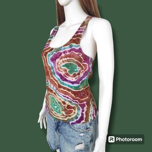 Tie Dye  Tank Top  Women&#39;s Handmade Clothing Tops and Tees. Geode Style  Ice Dyed Shirt. M Size  Personalized Unique Fashion Gift Ideas For