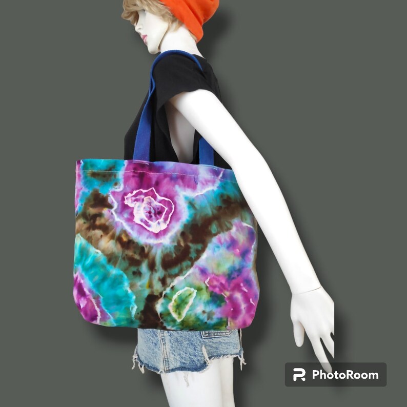 Tote Bags Womens Tie Dye With Gabardine Fabric Ice Dyed Geode and ...