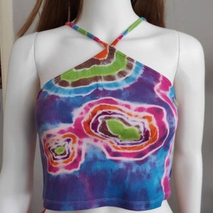 Tie Dye Tank Top Women&#39;s Handmade Tie Dye Clothing Tops and Tees. Geode Design Crop Shirt. Personalized Unique Fashion Gift For Her