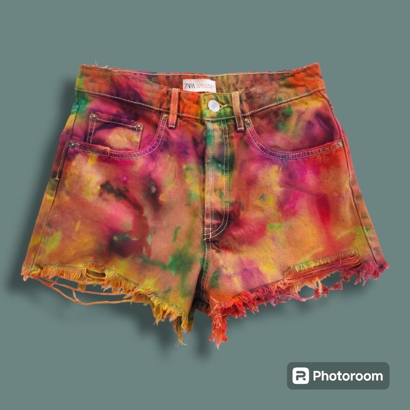 Tie-Dye Check Short Pants